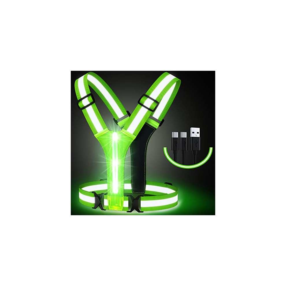 Led Reflective Vest Running Gear, Usb Rechargeable Led Light Up Vest High Visibility With Adjustable Waist/Shoulder For Jogging Running Cycling 727536218456