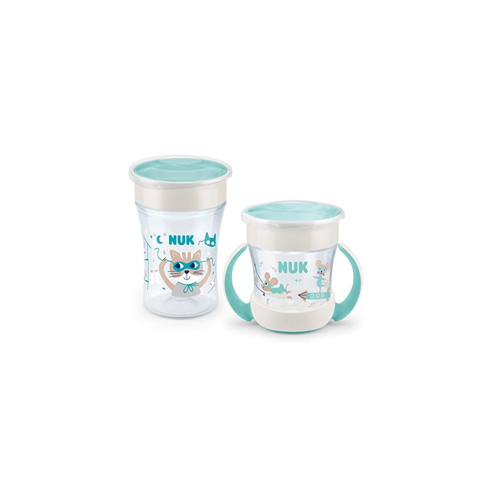 Magic Cup & Mini Magic Sippy Cup Duo Set | 360 Anti-Spill Rim | 6+ Months | Leak-Proof & BPA-Free | 160 ml & 230 ml | Mint