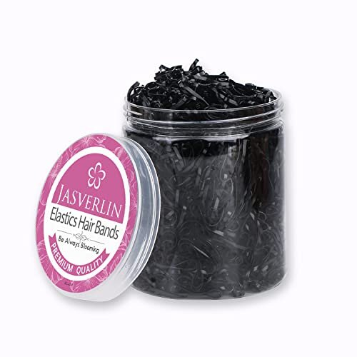 JASVERLIN 2000PCS Mini Elastici per Capelli Neri, Accessori per Coda di Cavallo per Bambini e Donne