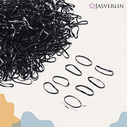 JASVERLIN 2000PCS Mini Elastici per Capelli Neri, Accessori per Coda di Cavallo per Bambini e Donne 2