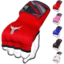 Kids Hybrid Boxing Inner Gloves Hand Wraps Gel Padded Punching Boxing MMA Muay Thai inner Gloves (Red, Junior)