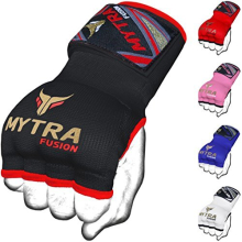 Kids Hybrid Boxing Inner Gloves Hand Wraps Gel Padded Punching Boxing MMA Muay Thai inner Gloves (Black, Junior)