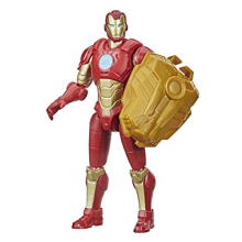 Marvel Avengers Mech Strike 15-cm-scale Action Figure Toy Iron Man and Battle Accessory, for Children Aged 4 and Up,Black