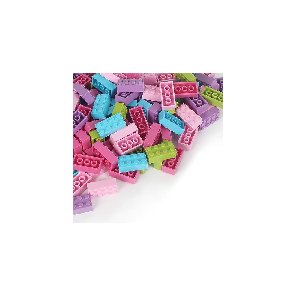 Building Bricks 121 Pieces 2x4 multicolor, Classic Building Block Bricks Compatible with Lego Classic, STEM Creative Building Block Toys for Kids(Pink