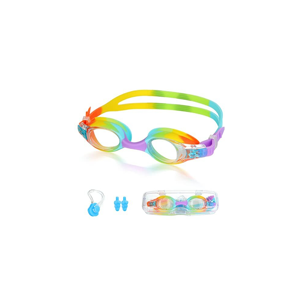 Kids Swimming Goggles, Kids Goggles Anti-Fog UV Resist Leak Proof Swimming Goggles for Kids Boys Girls, Childrens Swimming Goggles Comfortable Food
