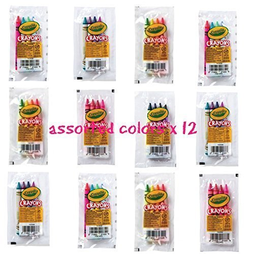 Crayola 4 pack full size crayons party favors Bundle of 12-4 packs Mixed colors - every 4 pack might be different includes glitter crayons neon colors Pastel