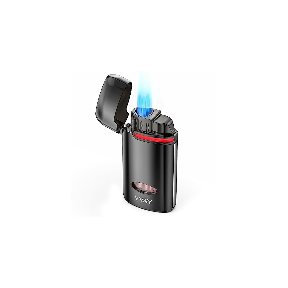 Vvay Triple Jet Flame Lighter, Adjustable Flame, Butane Refillable, Sold Without Gas
