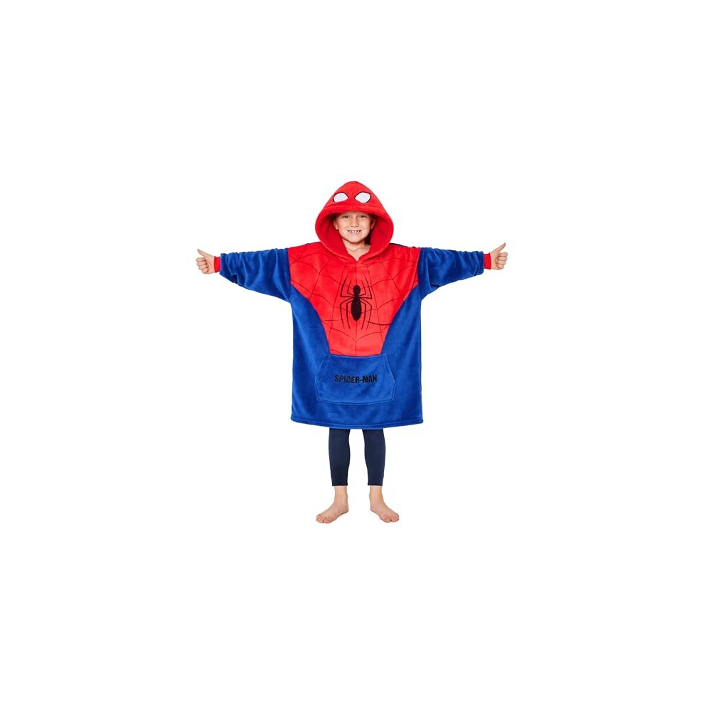Spiderman Fleece Blanket Hoodie for Boys and Teenagers - One Size Cosy Hooded Blanket - Spiderman Gifts for Boys Red/Blue