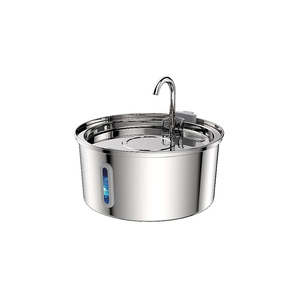 3.2L Stainless Steel Cat Water Fountain for Drinking, Tap Cat Fountain for Cats Terriers small-sized dogs, with Visible Water Level, Dishwasher Safe,