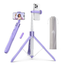 ATUMTEK 1.5m Selfie Stick Tripod with Bluetooth Remote - Extendable Phone Tripod, Storage Bag, 60in, Purple (ATSS052123056148144124099128127)