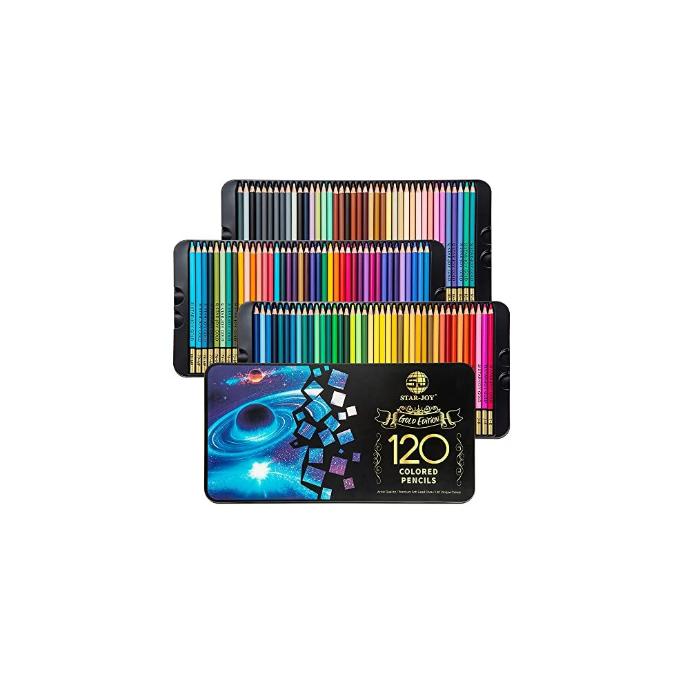 Gold Edition 120 Colored Pencils for Adult Coloring, Premier Color Pencils for Layering Shading Blending, Holiday Gifts for Artist Drawing, Oil Based