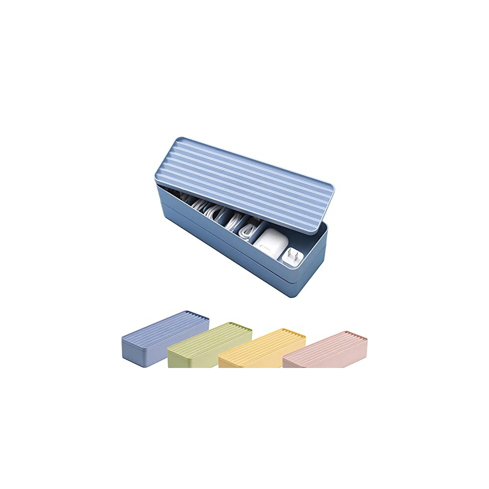 Double Layer Cable Tidy Box With Lid, 7 Grids Cable Organizer Box, Large Wire Storage Box For Cables, Charger Plug, Power Strips, Solid Color Cable 759784683878