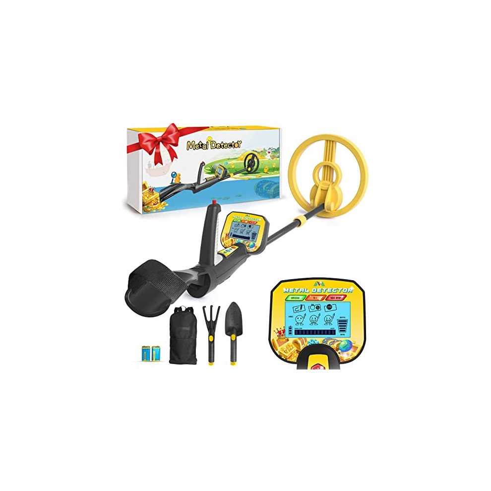 Metal Detector for Kids, 7 Inch High Accuracy Adjustable Waterproof Junior Metal Detector with Discrimination & LCD Screen Indicators, for Detecting