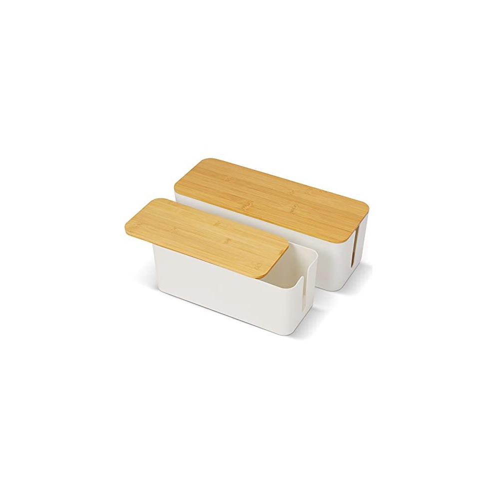 Cable Tidy Box, Large Cables Management Box, Set Of 2 Cables Organised Box With Cable Ties Reusable Straps For Hiding Messy Cables Wire Management 747607644922