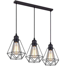 Modern Rectangle 3 Way Ceiling Pendant Cluster Light Fitting Cage Style Light UK (Black Diamond Cage)
