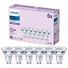 LED Classic Spot Light Bulb 6 Pack [Cool White 4000K - GU10] 50W, Non Dimmable. for Home Indoor Lighting
