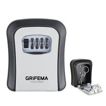 Key Safe Wall Mounted Police Approved, Lock Box Outdoor 4 Digit Combination, Heavy Duty Waterproof Key Cabinet for Home Garage School Airbnb GA1003-1,