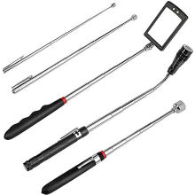 5PCS Telescoping Magnetic Pickup Tool Extendable Magnet Stick with 1.5LB 3LB and 15LB Telescoping Mirror, Telescoping Flashlight