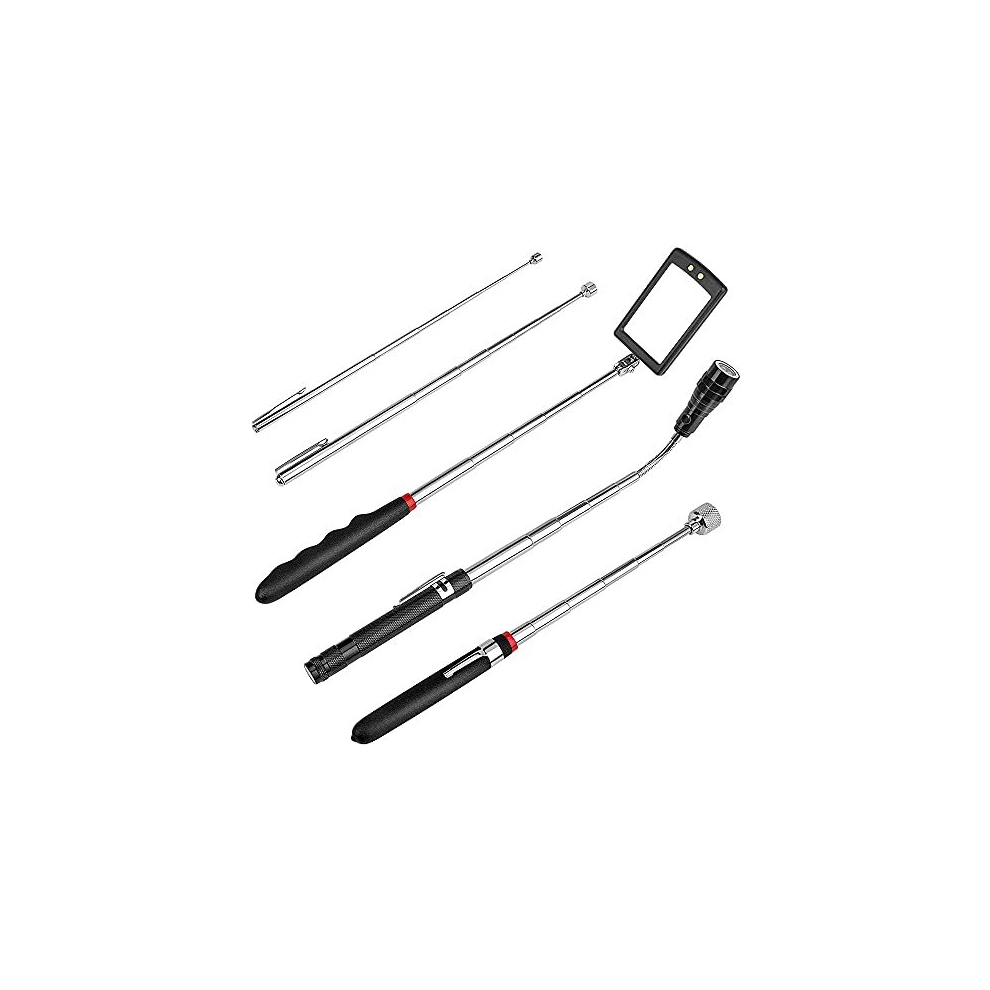 5Pcs Telescoping Magnetic Pickup Tool Extendable Magnet Stick With 1.5Lb 3Lb And 15Lb Telescoping Mirror, Telescoping Flashlight 718115178537