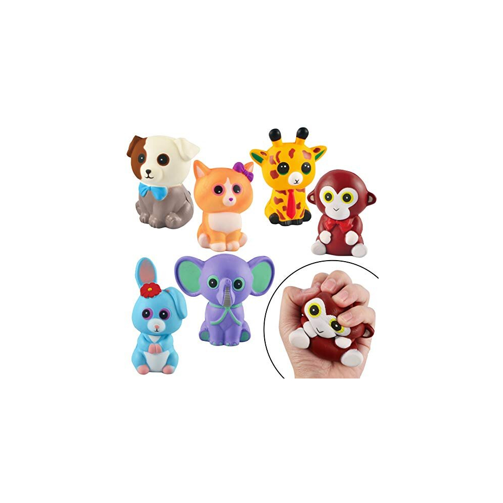 6 Pack Jumbo Size Squishy Animal Toy Slow Rising Stress Relief Super Soft Squeeze Kawaii Cute Animal Friends Toys for Boys Girls