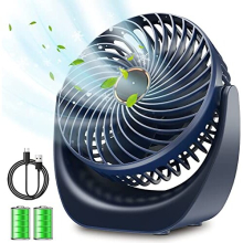 USB Desk Fan,Samll Personal Fan,Table Fan Rechargeable 4000mAh Battery,5 Speed Silent Bed Fans with 360Rotatable Strong Airflow,Portable Cooling Fan