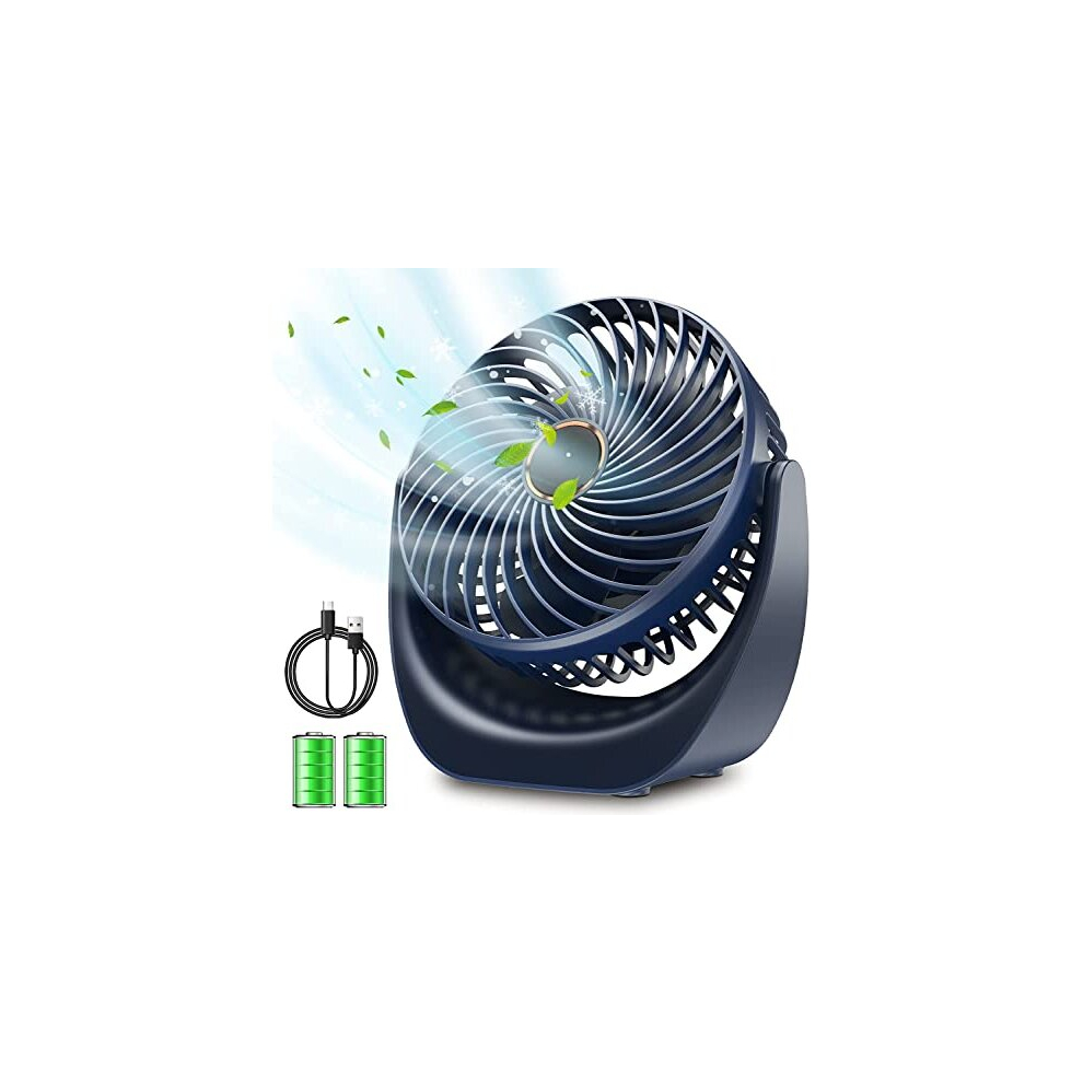 USB Desk Fan,Samll Personal Fan,Table Fan Rechargeable 4000mAh Battery,5 Speed Silent Bed Fans with 360Rotatable Strong Airflow,Portable Cooling Fan