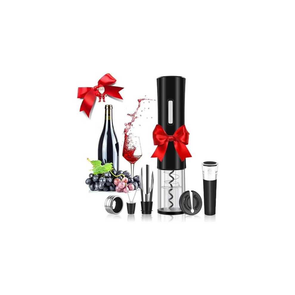 5 in 1 Electric Wine Bottle Opener, Battery Powered Electric Automatic Corkscrew with Aluminum Foil Knife, Wine Stoppe, Pourer, Wine Opener Gift Set