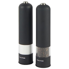 7524 BKXR Electric Salt & Pepper Grinder Set - Automatic Mills, Battery Powered One Button, Ceramic Mechanism, Soft Touch Finish, For Weaker/Arthritis