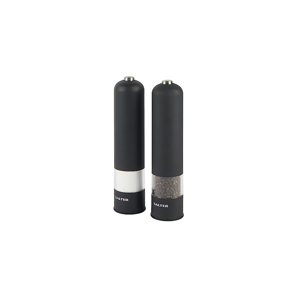 7524 BKXR Electric Salt & Pepper Grinder Set - Automatic Mills, Battery Powered One Button, Ceramic Mechanism, Soft Touch Finish, For Weaker/Arthritis