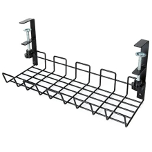 Under Desk Cable Management Tray, No-Drill Metal Cable Management, 38cm Metal Cord Organizer, Office Cable Mesh Holder for Desks, Offices and Kitchens