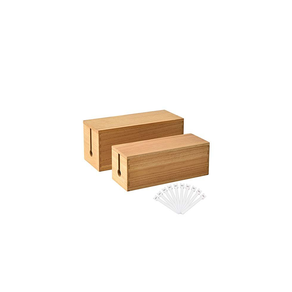 Wood Cable Management Box - Cord Organizer Hide Power Strips/Electrical Plugs - Conceal And Cover Wires Station On Desks From Tvs/Computers For Home 704521738250