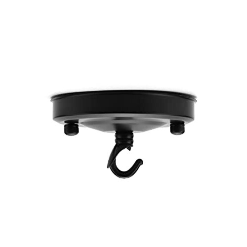 QWORK 3Pcs 110mm Diameter Ceiling Rose Hook, Hook Accessories for Light Fitting Chandelier, Matte Black 1
