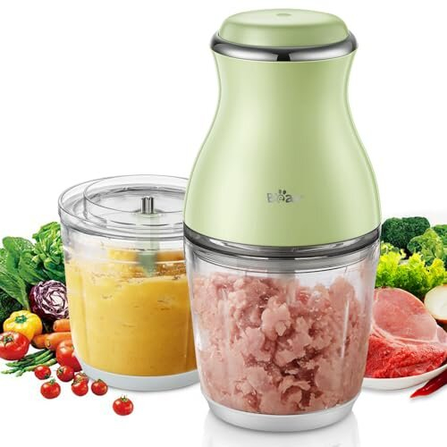 0.6L+0.6L Double Cups Mini Food Processors & Choppers,300W Solid Copper
