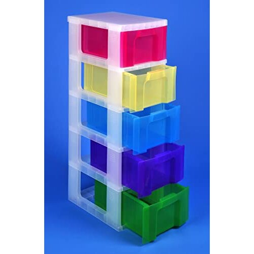 Really Useful Really Useful Plastic Storage Unit 5 X 12 Litre Drawer - Color: Clear/Rainbow 2