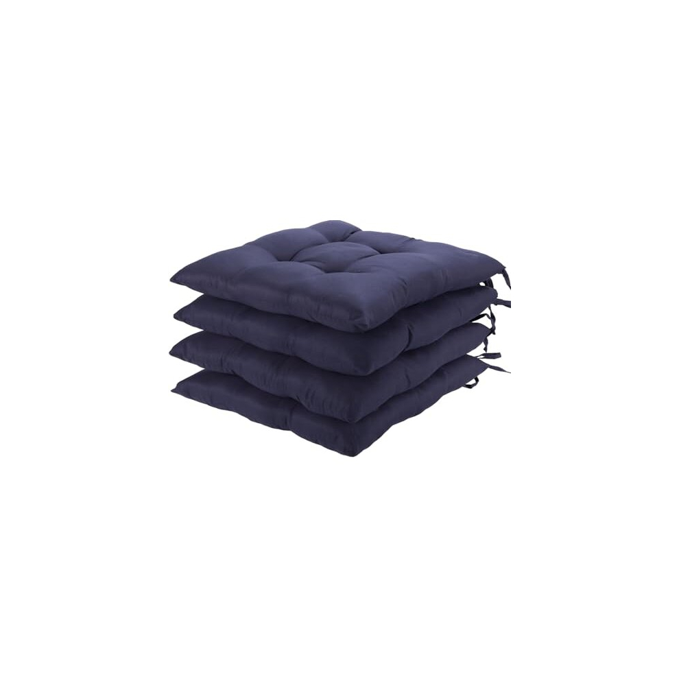 Seat Pads, Dining Chair Cushions with Straps, Chair Pads Seat Cushion (38 x 38 cm, Navy, Set of 4)