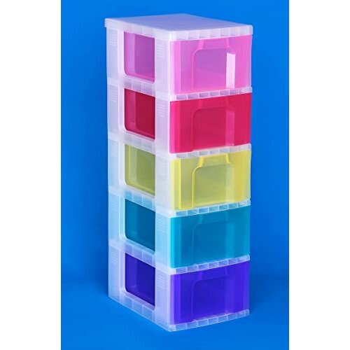 Really Useful Really Useful Plastic Storage Unit 5 X 12 Litre Drawer - Color: Clear/Rainbow 1