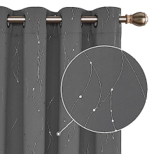 Curtains 90 Drop, Dotted Line Foil Printed Thermal Insulated Blackout Curtains, Window Treatment Eyelet Curtains for Childrenm 46 x 90 Inch(Width x