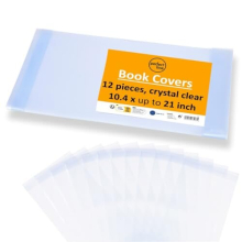 Pack of 12 Book Cover 10.43 x 21,26 inch, extra strong Book Cover Protector Extra Durable, clear and transparent Book Cover