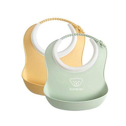 BABYBJÖRN Small Baby Bib, 2-pack, Powder yellow/Powder green