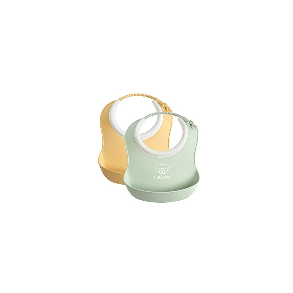 Small Baby Bib, 2-pack, Powder yellow/Powder green