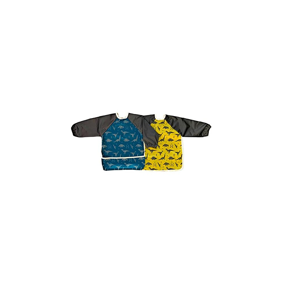 Jump Baby 2 Pack Dinosaur Coverall Feeding Bibs By Suitable For Babies And Toddlers Aged 6 Months To 2 Years.