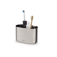 EasyStore - Luxe Stainless-steel Toothbrush Holder Caddy Bathroom Storage, Large- Steel