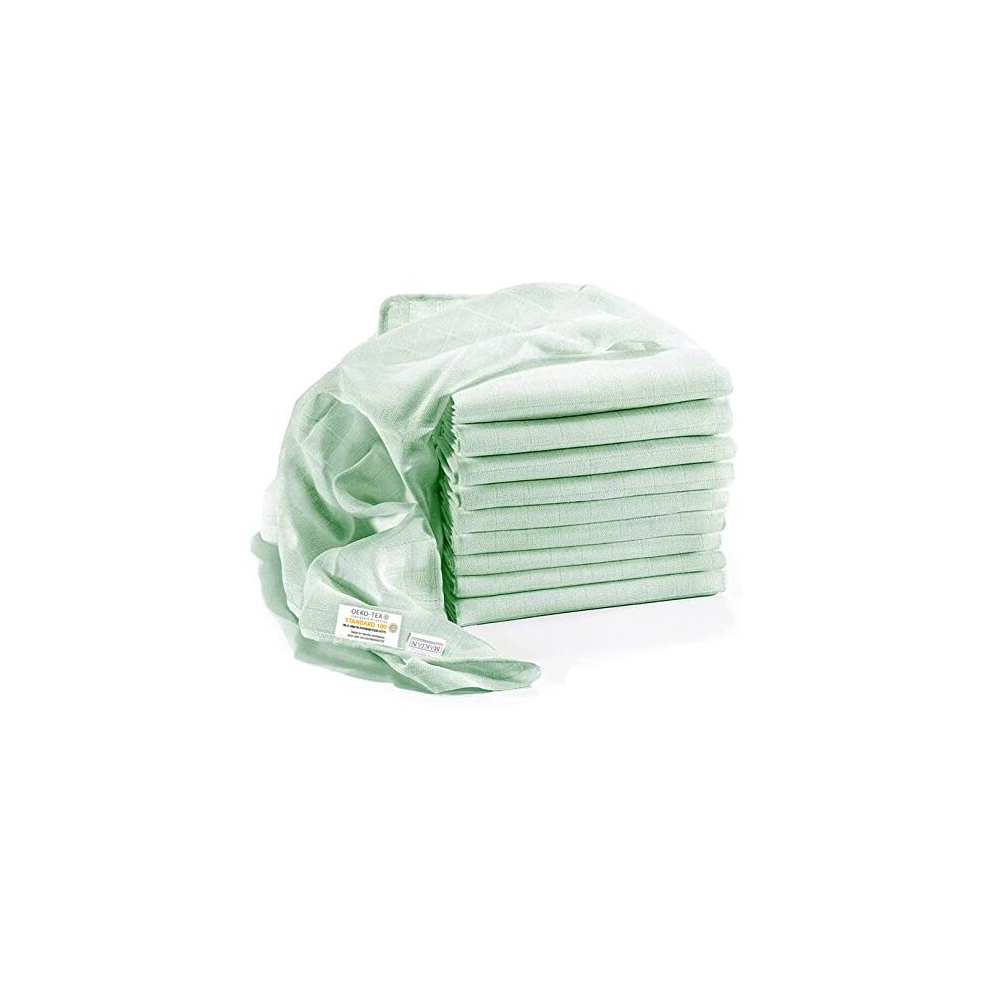 Makian Muslin Nappies / Burp Cloths - Pack Of 10, 80 X 80 Cm, Oeko-Tex Certified Premium Quality - Double Woven Cloth Nappies / Muslin Cloths With Reinforced