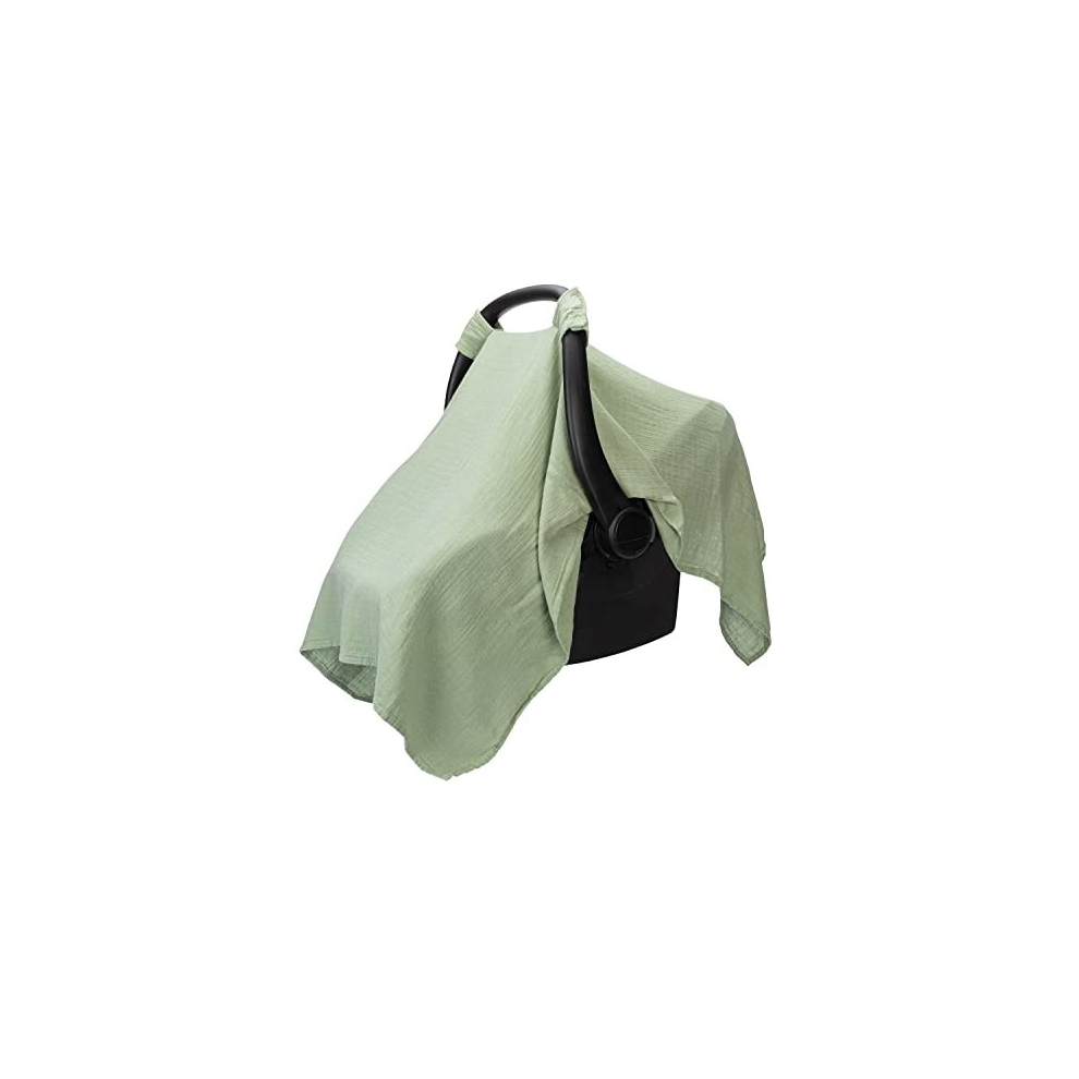 Comfy Cubs Muslin Cotton Baby Car Seat Cover, Universal Fit Carseat Canopy Covers For Babies, Girls And Boys By (Sage)