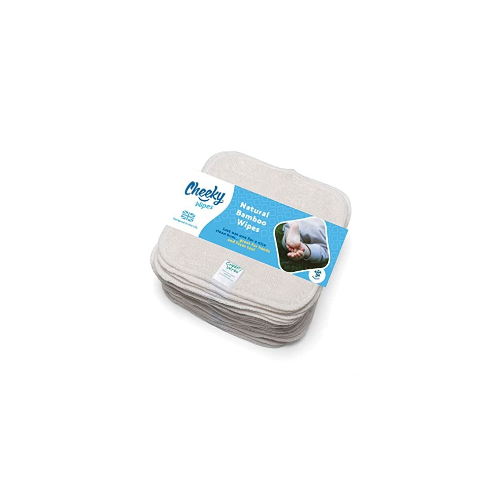 Cheeky Wipes - 25 Washable Bamboo Terry Cloth Wipes, 15X15cm Reusable White Pack, Perfect For Baby's Hands And Face, Absorbent, Super Soft And Naturally