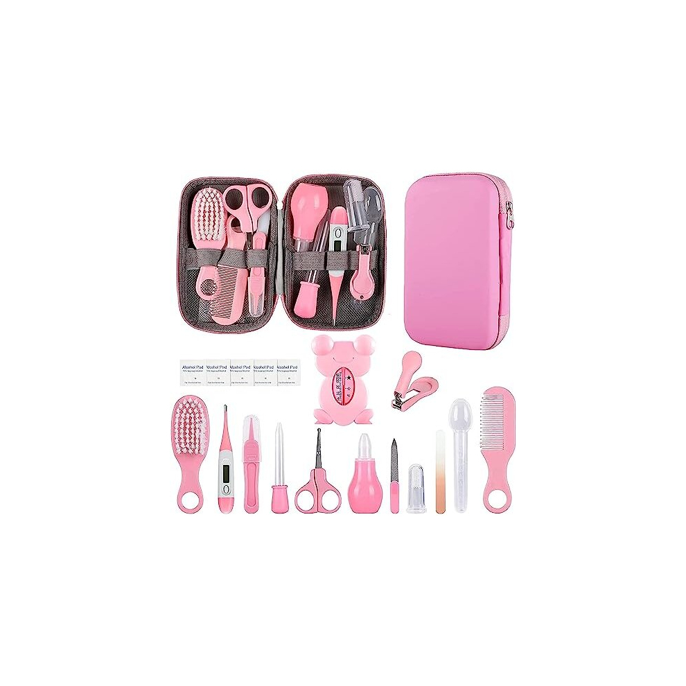 Nodse Baby Healthcare And Grooming Kit,Baby Essentials For Newborn,Portable Baby Safety Care Set For Boys Girls- Pink