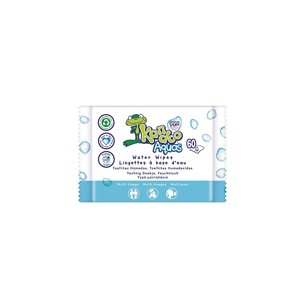 Aquas 99% Water Based Flushable Moist Toilet Tissues, Biodegradable, Plastic Free, Toilet Training Wet Toilet Tissues, Toddler Wipes | Multipack 12 X Kandoo