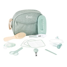 Eco-friendly Baby Grooming Kit, Made of Recycled Polyester, 10 Baby Care Essentials Including Wooden Brush, Reusable Cotton Wipes, Digital Thermometer