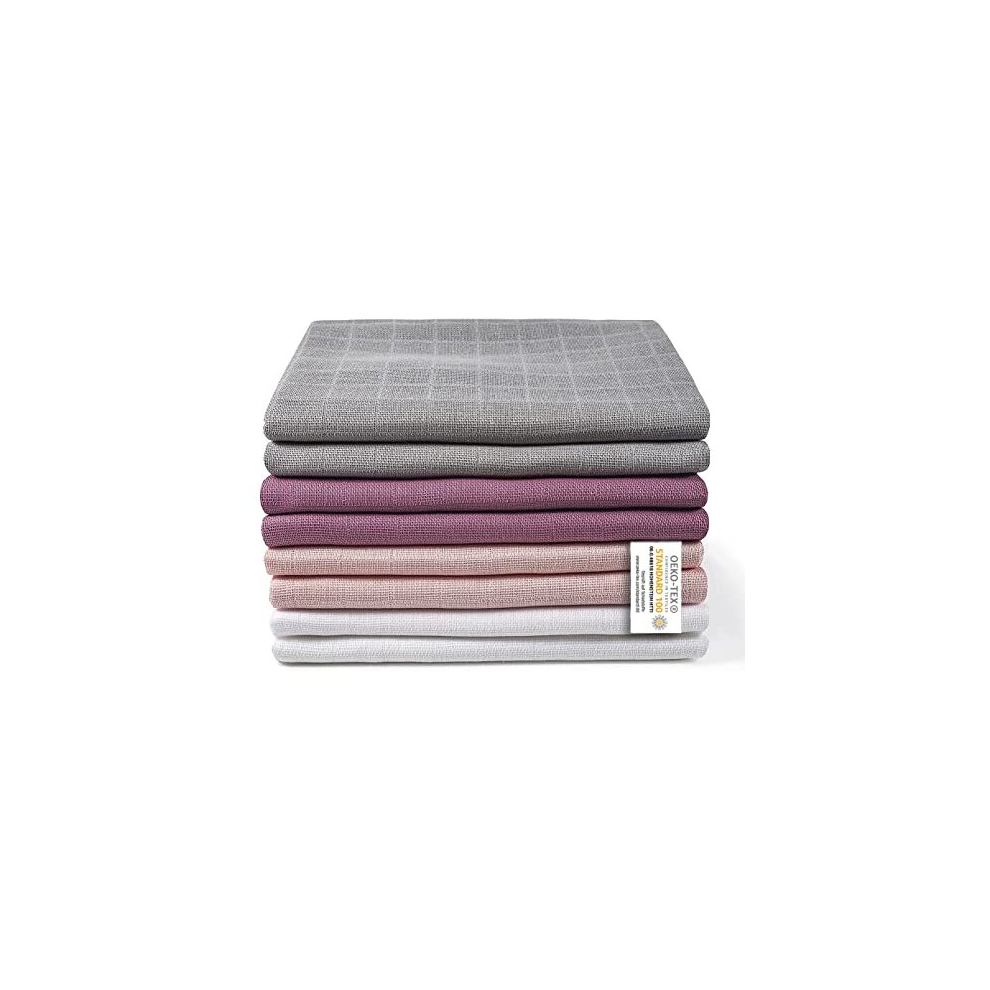 Makian Set Of 8 Baby Muslin Nappies 80 X 80 Cm - Burp Cloths/Muslin Cloths Double Woven, Soft, 100% Cotton, Oeko-Tex Standard 100 Approved, Machine