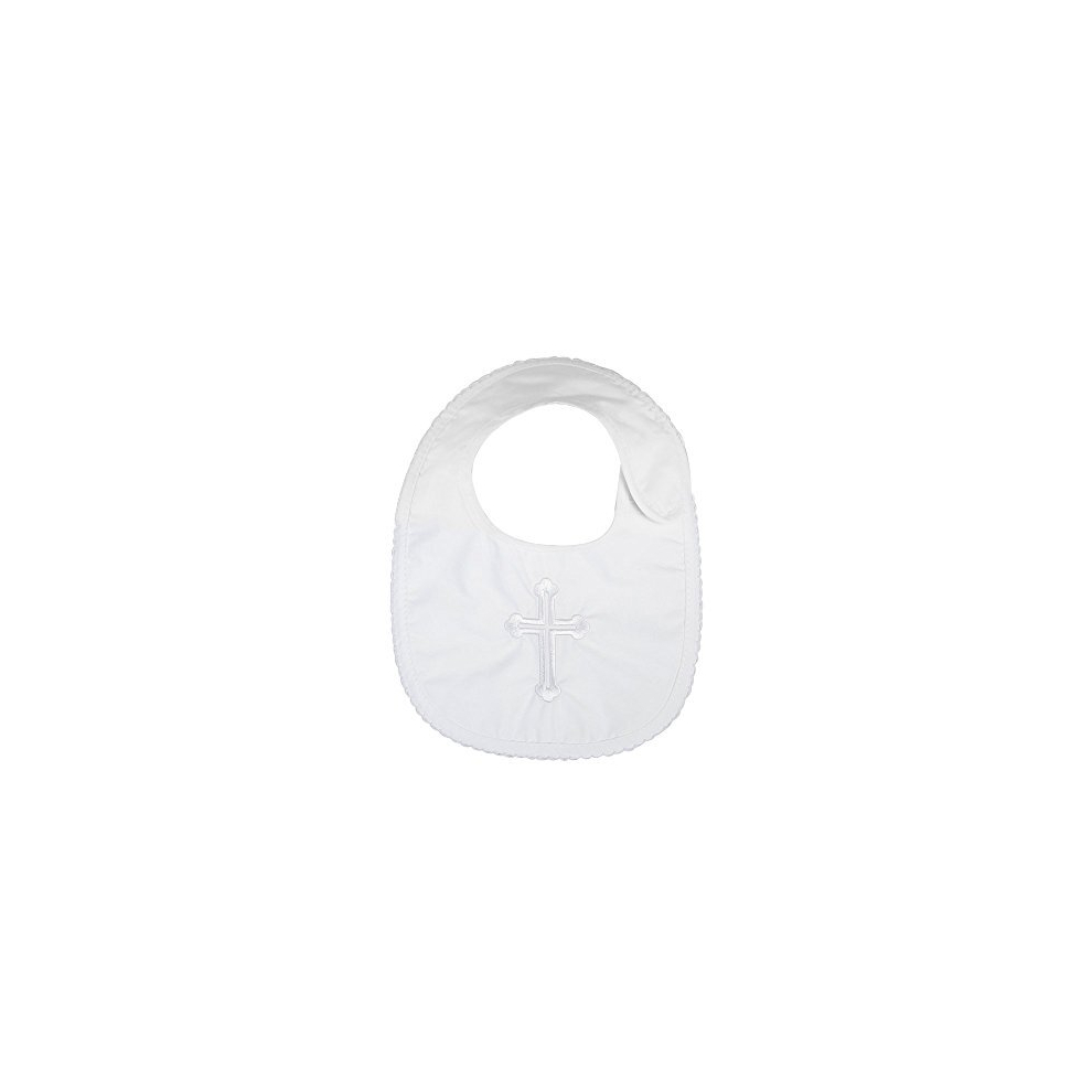 Infant Baby Boys Girls Christening Baptism Embroidered Bibs White Lacofia